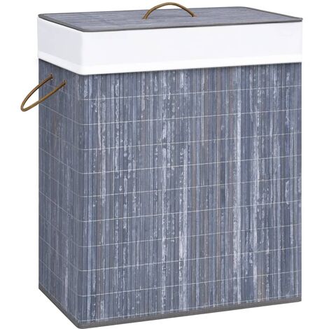 Cesta para la ropa sucia de bambú de una sección gris 83 l vidaXL