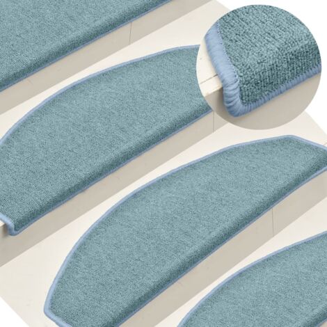 Felpudos para escaleras 15 unidades 65x24x4 cm Azul Mar Semicircular Grande vidaXL