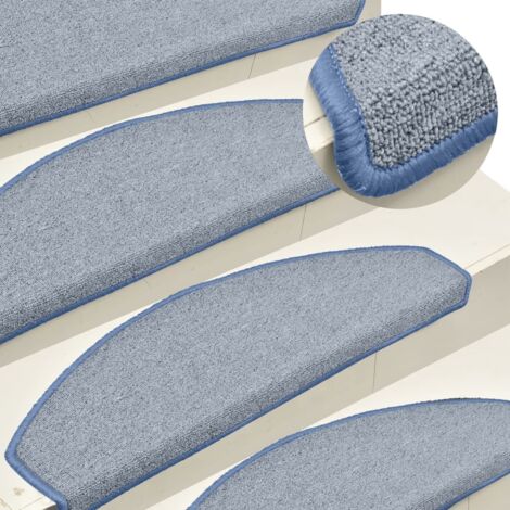 Felpudos para escaleras 15 uds 65x24x4 cm Gris claro y azul Semicircular Grande vidaXL