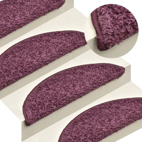 Felpudos para escaleras 15 unidades 65x21x4 cm Morado oscuro Semicircular Grande vidaXL