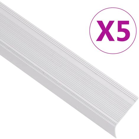 Perfiles de peldaños forma de L 5 uds aluminio plata 100 cm vidaXL