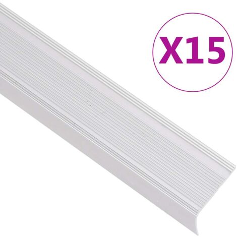 Perfiles de peldaños forma de L 15 uds aluminio plata 100 cm vidaXL