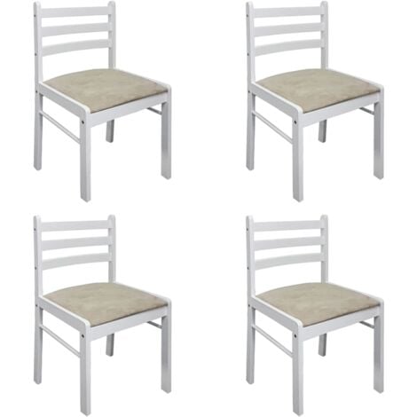 Sillas de comedor 4 uds madera maciza caucho terciopelo blanco vidaXL