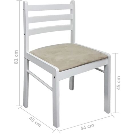 Sillas de comedor 4 uds madera maciza caucho terciopelo blanco vidaXL