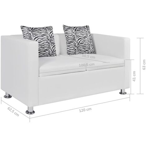 Sofá de 2 plazas de cuero artificial blanco vidaXL