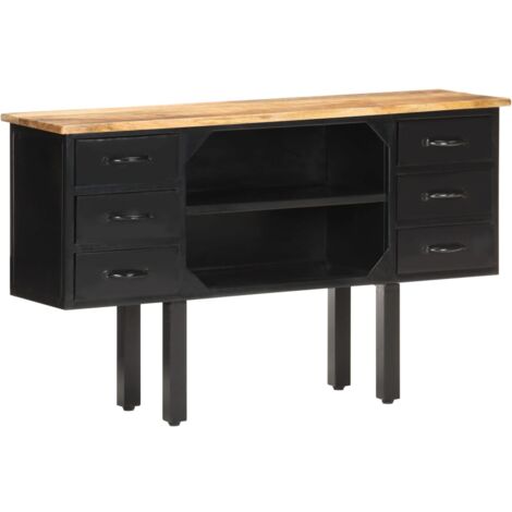 Aparador de madera maciza de mango rugosa y acero 110x30x65 cm vidaXL (1/5)