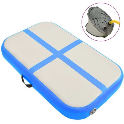 Esterilla inflable de gimnasia con bomba PVC azul 60x100x10 cm vidaXL