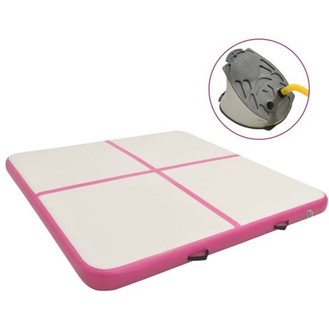 Esterilla inflable de gimnasia con bomba PVC rosa 200x200x10 cm vidaXL