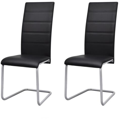 Sillas de comedor voladizas 2 unidades cuero sintético negro vidaXL (1/5)