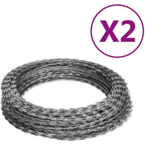 Alambre de espino rollo helicoidal 2 uds acero galvanizado 100m vidaXL