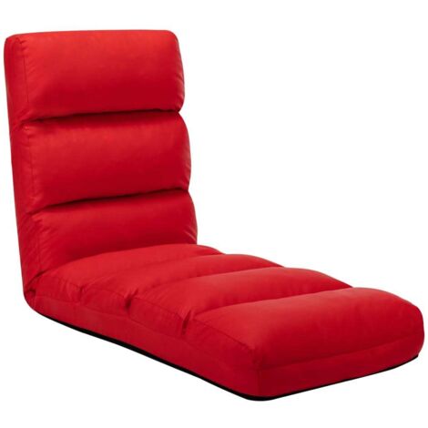 Tumbona de suelo plegable de cuero sintético rojo vidaXL (1/5)