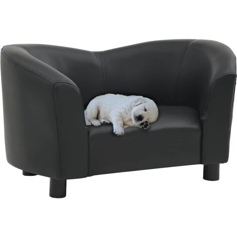 Sofá para perros cuero sintético negro 67x41x39 cm vidaXL