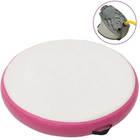 Esterilla inflable de gimnasia y bomba PVC rosa 100x100x15 cm vidaXL