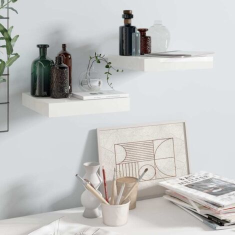 Estante flotante de pared 2 uds MDF blanco brillo 23x23,5x3,8cm vidaXL