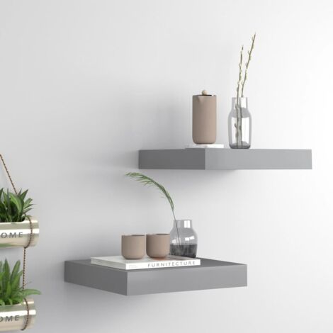 Estantes flotantes de pared 2 uds MDF gris 23x23,5x3,8 cm vidaXL
