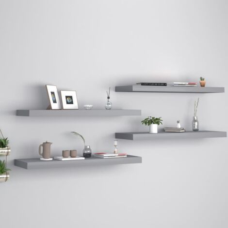 Estantes flotantes de pared 4 uds MDF gris 80x23,5x3,8 cm vidaXL