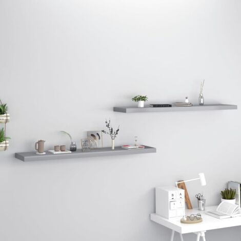 Estantes flotantes de pared 2 uds MDF gris 120x23,5x3,8 cm vidaXL