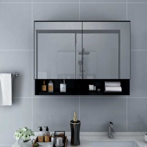 Armario de baño con espejo negro 80x15x60 cm vidaXL