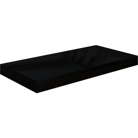Estante flotante de pared negro brillante MDF 50x23x3,8 cm vidaXL