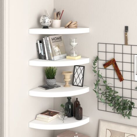Estantes flotantes de esquina 4 uds MDF blanco 35x35x3,8 cm vidaXL