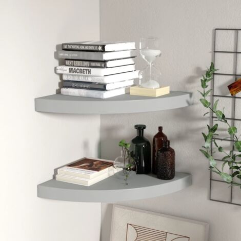Estantes flotantes de esquina 2 uds MDF gris 35x35x3,8 cm vidaXL