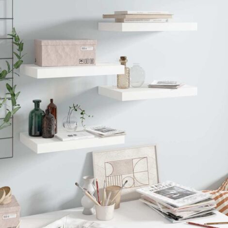 Estante flotante de pared 4 uds MDF blanco brillo 40x23,5x3,8 cm vidaXL