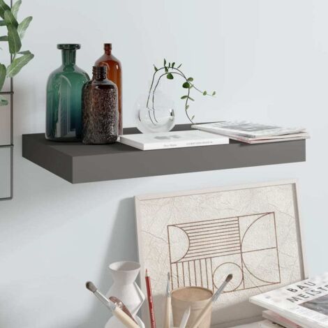 Estante flotante de pared gris con brillo MDF 40x23x3,8 cm vidaXL (1/5)