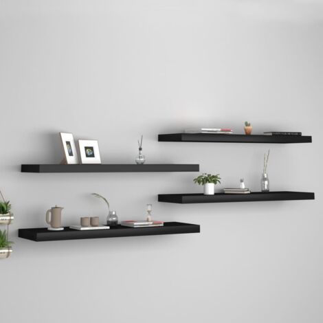 Estantes flotantes de pared 4 uds MDF negro 90x23,5x3,8 cm vidaXL