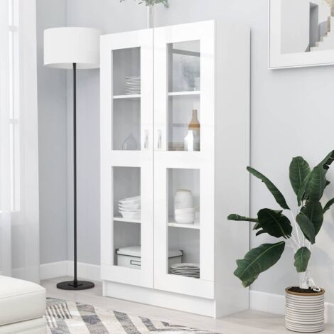 Vitrina de madera contrachapada blanco 82,5x30,5x150 cm vidaXL