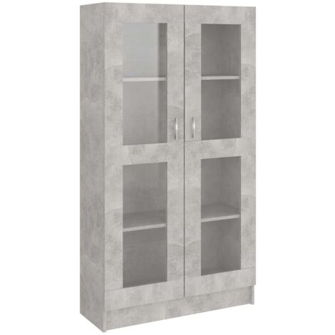 Vitrina de madera contrachapada gris hormigón 82,5x30,5x150cm vidaXL