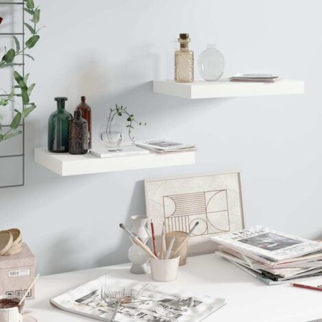 Estante flotante de pared 2 uds MDF blanco brillo 40x23x3,8 cm vidaXL