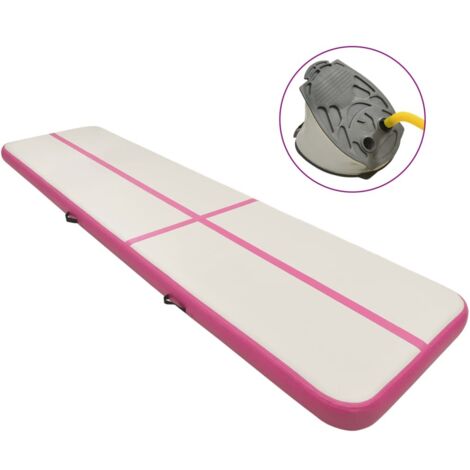 Esterilla inflable de gimnasia con bomba PVC rosa 700x100x20 cm vidaXL