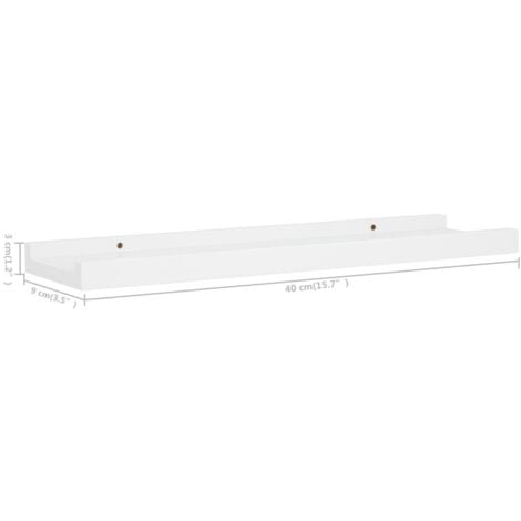 Repisa para marcos de fotos 2 uds MDF blanco 40x9x3 cm vidaXL