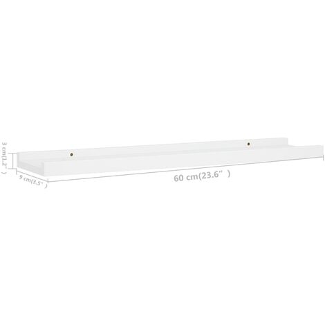 Repisa para marcos de fotos 2 uds MDF blanco 60x9x3 cm vidaXL