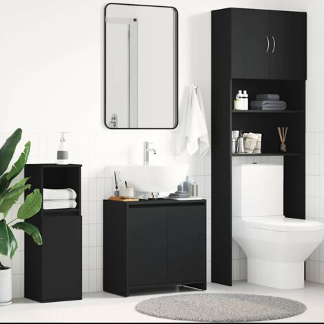 Armario de baño madera contrachapada negro 60x33x61 cm vidaXL