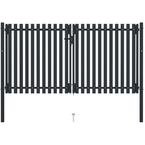 Cancela doble de valla de acero gris antracita 306x150 cm vidaXL
