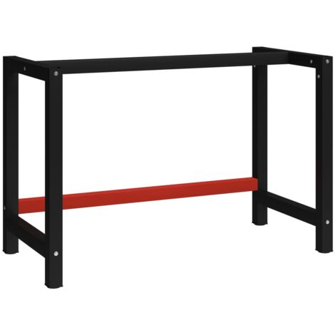 Estructura de banco de trabajo metal negro y rojo 120x57x79 cm vidaXL