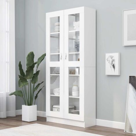 Vitrina de madera contrachapada blanco 82,5x30,5x185 cm vidaXL
