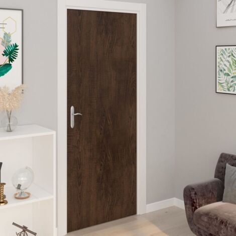 4x Láminas Autoadhesivas Puertas PVC Roble Oscuro Película Adhesiva vidaXL
