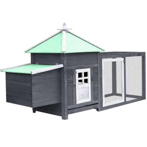 Gallinero con ponedero madera maciza abeto gris 190x72x102 cm vidaXL