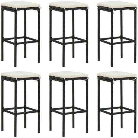Taburetes de cocina con cojines 6 uds ratán sintético negro vidaXL