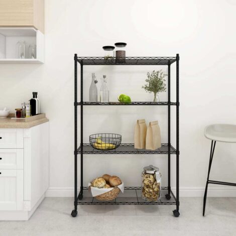 Estante almacenaje 4 niveles ruedas 90x35x142cm negro 200kg vidaXL