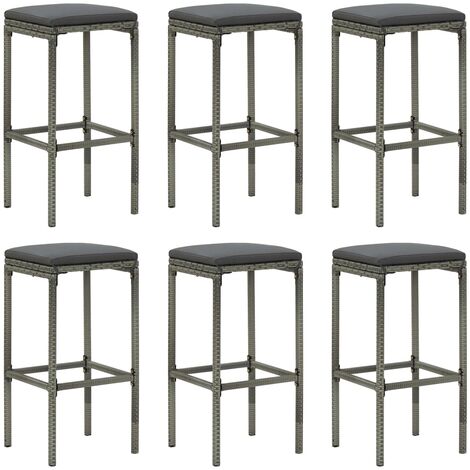 Taburetes de cocina con cojines 6 unidades ratán sintético gris vidaXL