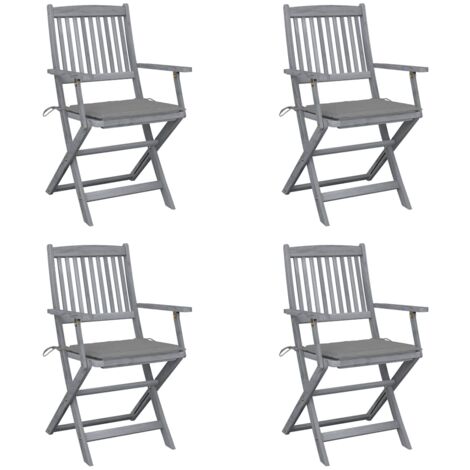 Sillas de jardín plegables 4 uds cojines madera maciza acacia vidaXL