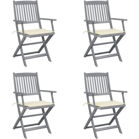 Sillas de jardín plegables 4 uds cojines madera maciza acacia vidaXL
