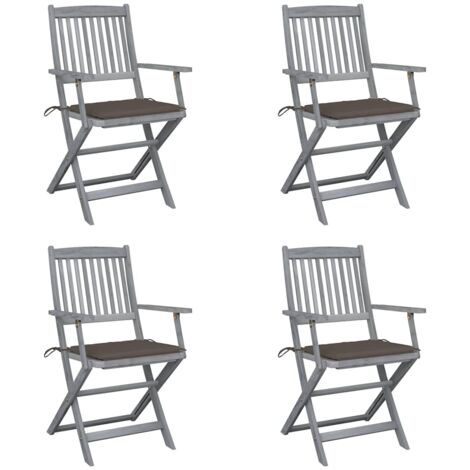 Sillas de jardín plegables 4 uds cojines madera maciza acacia vidaXL