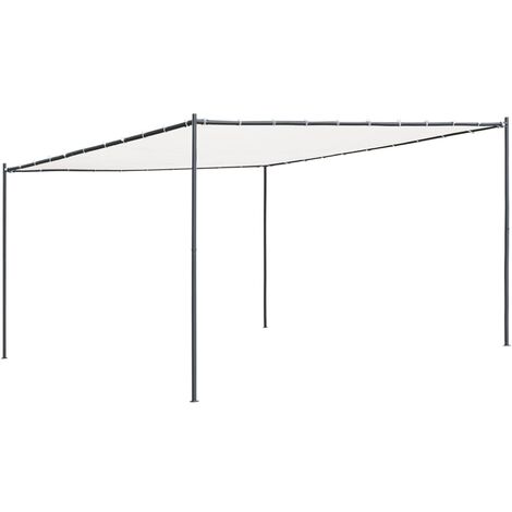 vidaXL Cenador con techo plano 4x4x2,4 m blanco 180 g/m² - Blanco