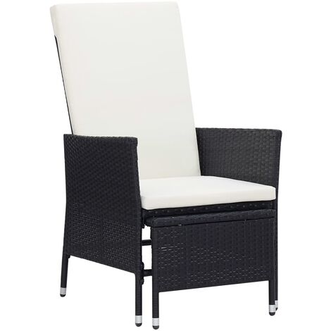 Sillón reclinable de jardín con cojines ratán sintético negro vidaXL
