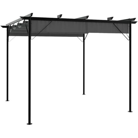 Pérgola con tejado retráctil acero gris antracita 3x3m 180 g/m² vidaXL