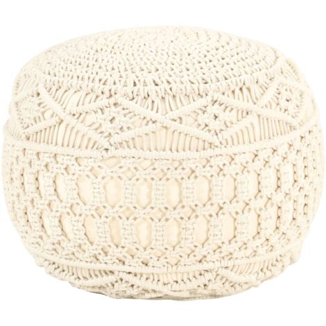 Puf de macramé hecho a mano algodón 45x30 cm vidaXL